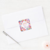 Leuke kleurrijke Waterverf Paint Blots Kids Verjaa Vierkante Sticker (Envelop)
