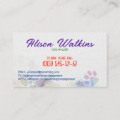 Leuke kleurrijke Waterverf Paw Prints Visitekaartje (Achterkant)