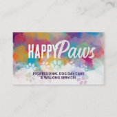 Leuke kleurrijke Waterverf Paw Prints Visitekaartje (Voorkant)