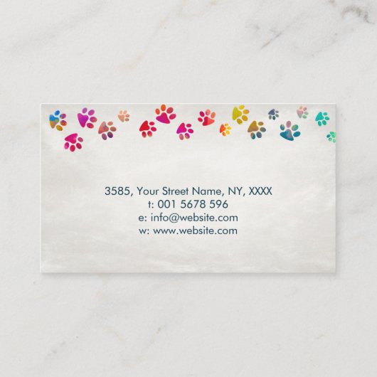 Leuke kleurrijke Waterverf Paw Prints Visitekaartje (Achterkant)