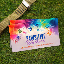 Leuke kleurrijke Waterverf Paw Prints Visitekaartje