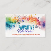 Leuke kleurrijke Waterverf Paw Prints Visitekaartje (Voorkant)