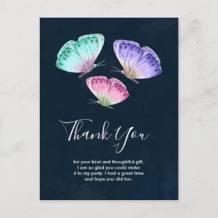 Leuke kleurrijke Waterverf vlinders dank u Briefkaart