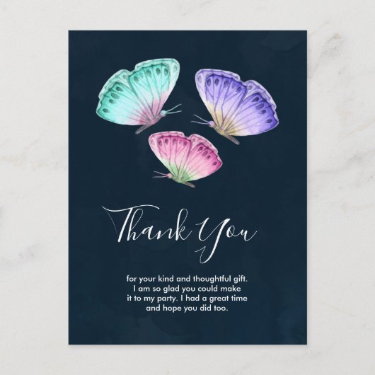 Leuke kleurrijke Waterverf vlinders dank u Briefkaart (Voorkant)