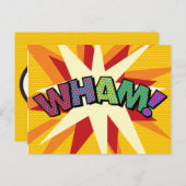 Leuke Kleurrijke WHAM Gepersonaliseerde Spraakbel Aankondigingskaart (Voorkant / Achterkant)