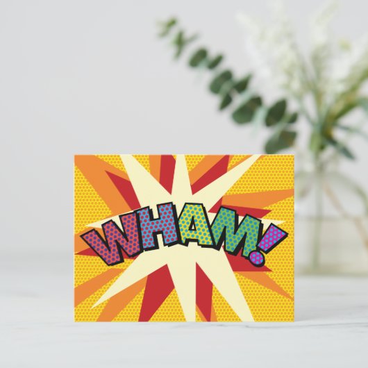 Leuke Kleurrijke WHAM Gepersonaliseerde Spraakbel Aankondigingskaart (Staand voorkant)