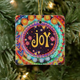 Leuke Kleurrijke Whimsical Joy Fun Inspirity Keramisch Ornament