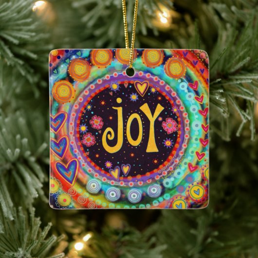 Leuke Kleurrijke Whimsical Joy Fun Inspirity Keramisch Ornament (Boom)