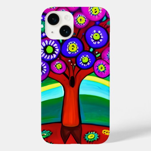 Leuke Kleurrijke Whimsical Volkskunst Case-Mate iPhone Case (Achterkant)
