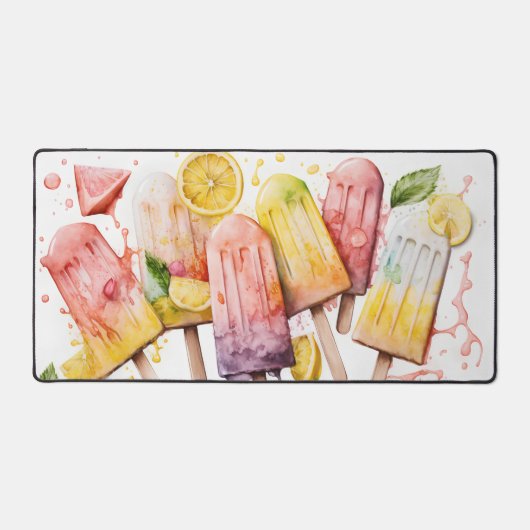 Leuke kleurrijke zomer ijsje Waterverf Bureaumat (Voorkant)