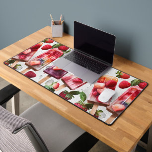 Leuke Kleurrijke Zomer Popsicle  & Aardbeien Bureaumat