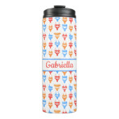 Leuke Kleurrijke Zomer Zwembad Strand Persoonlijke Thermosbeker (Voorkant)