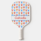 Leuke kleurrijke zomer zwemmen gepersonaliseerde v pickleball paddle (Voorkant)