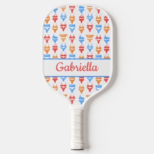 Leuke kleurrijke zomer zwemmen gepersonaliseerde v pickleball paddle (Voorkant)