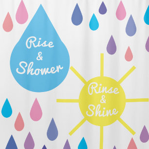 Leuke Kleurrijke Zon en Regen douche gordijnen met