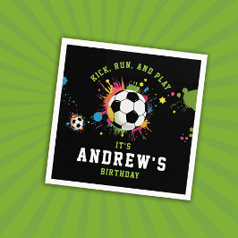 Leuke kleurrijke zwarte en groene Voetballen Sport Servet