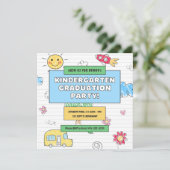 Leuke kleuterschool afstudeerfeest uitnodiging (Staand voorkant)