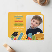 Leuke kleuterschool afstudeerfeest uitnodiging (Voorkant / Achterkant in situ)