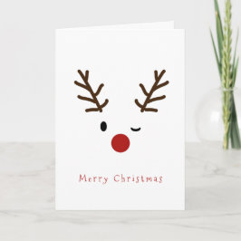 Leuke Knipogende Rudolf Reindeer Christmas Feestdagen Kaart