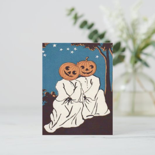 Leuke knuffel pompoen Jack O' lantaarn geest Briefkaart (Staand voorkant)