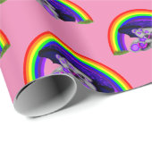 Leuke knuffelen beren onder regenboog voor meisjes cadeaupapier (Rol Hoek)