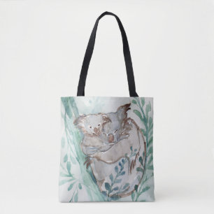 Leuke Koala & Baby Waterverf Neutral kinderkamer B Tote Bag
