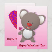 Leuke Koala Beer Valentijn Groet Kaart (Voorkant / Achterkant)