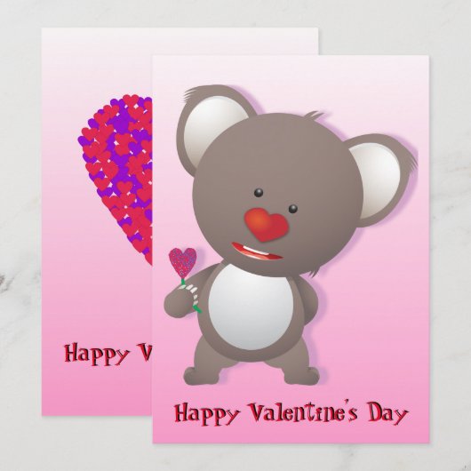 Leuke Koala Beer Valentijn Groet Kaart (Voorkant / Achterkant)