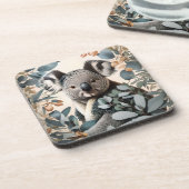 Leuke koala eucalyptus bladeren bier onderzetter (Linkerzijde)