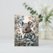 Leuke koala eucalyptus bladeren briefkaart (Staand voorkant)