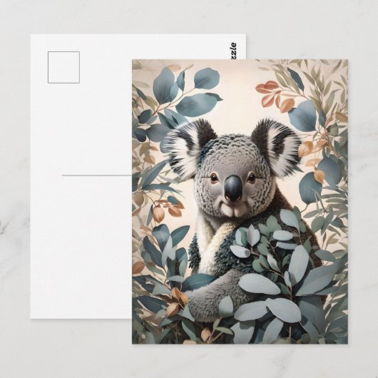 Leuke koala eucalyptus bladeren briefkaart (Voorkant / Achterkant)