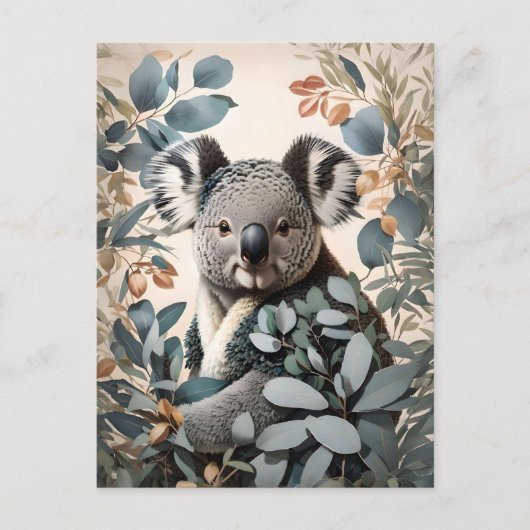 Leuke koala eucalyptus bladeren briefkaart (Voorkant)