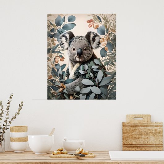 Leuke koala eucalyptus bladeren poster (Keuken)