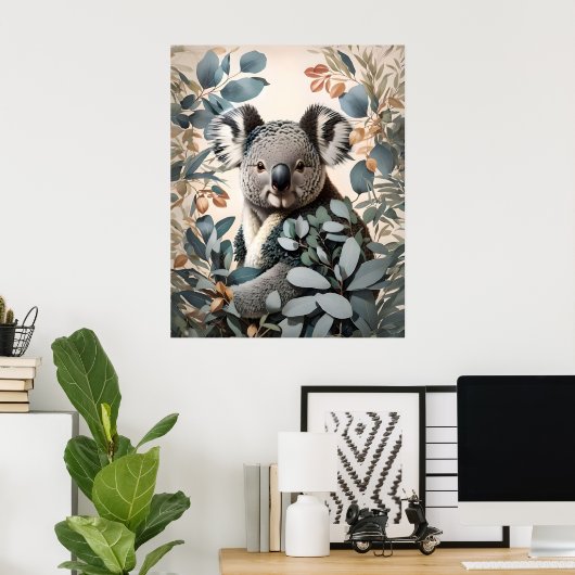 Leuke koala eucalyptus bladeren poster (Thuiskantoor)
