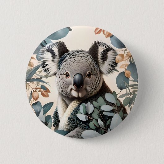 Leuke koala eucalyptus bladeren ronde button 5,7 cm (Voorkant)