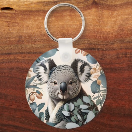 Leuke koala eucalyptus bladeren sleutelhanger (Voorkant)