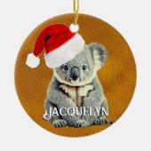 Leuke Koala in Santa Hat Keramisch Ornament (Voorkant)