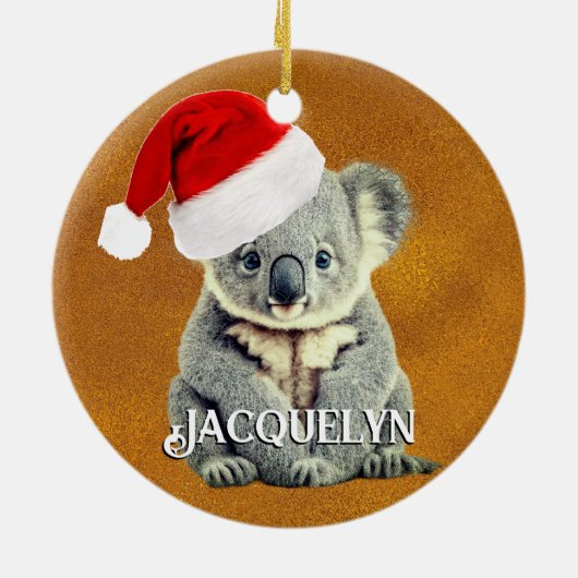 Leuke Koala in Santa Hat Keramisch Ornament (Achterkant)