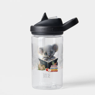 Leuke Koala met Boek Kinder School Gepersonaliseer Waterfles