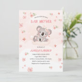 Leuke Koala roze bloemetjes baby shower waterverf Kaart (Staand voorkant)