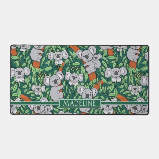 Leuke Koala's Personaliseer Groen Bureaumat (Voorkant)