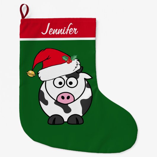 Leuke Koe Aangepaste Kinder Grote Kerstsok (Voorkant)