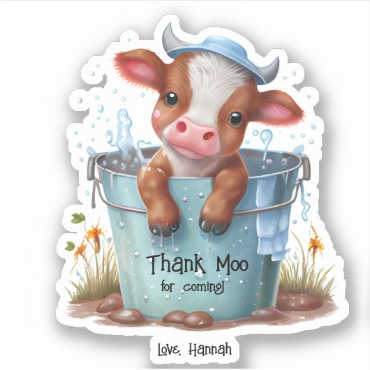 Leuke Koe dank moo voor het komen op maat gesneden Sticker (Voorkant)