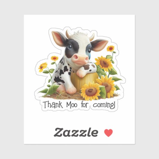 Leuke Koe Dank Moo Zonnebloementuin Custom Cut Sticker (Vel)