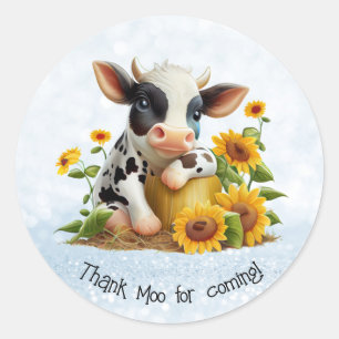 Leuke Koe dank moo zonnebloementuin gepersonalisee Ronde Sticker