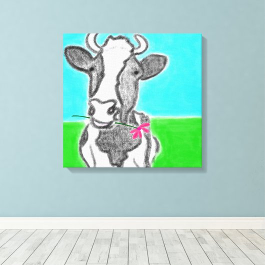 Leuke Koe Design Art Canvas Afdruk (Insitu (Houten vloer))