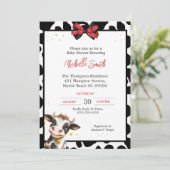 Leuke Koe en Koe Print Baby Douche Invitations Kaart (Staand voorkant)