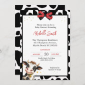 Leuke Koe en Koe Print Baby Douche Invitations Kaart (Voorkant / Achterkant)