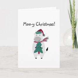 Leuke koe Grappige woordspeling Vrolijk Kerstfeest Feestdagen Kaart