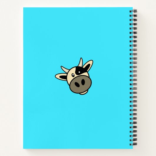 Leuke Koe hoofd | Eenvoudige Cartoon naam Monogram Notitieboek (Achterkant)